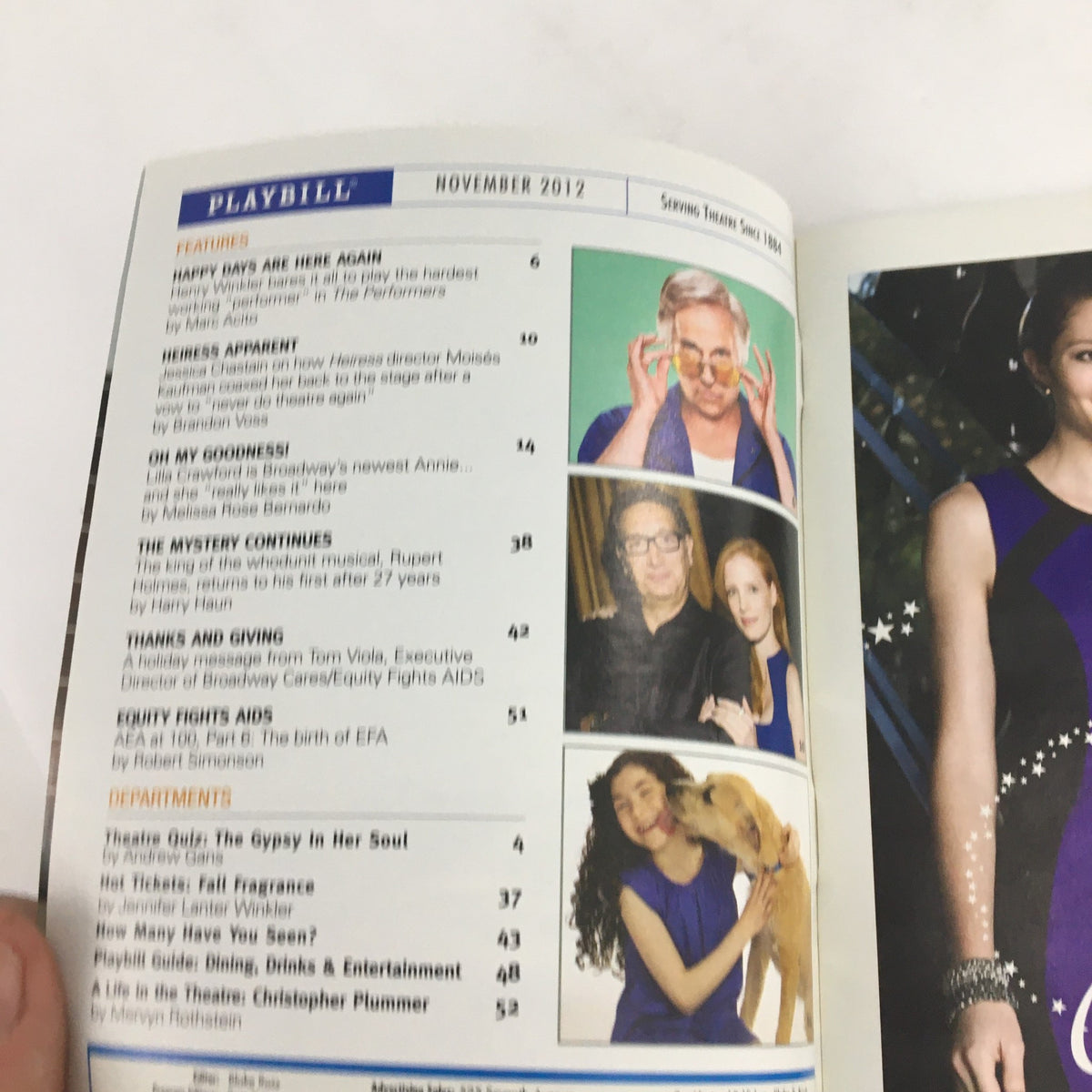 Inside view of the 2012 Playbill for Lincoln Center Theater 'Golden Boy', showcasing contributing articles and insights from November 2012.