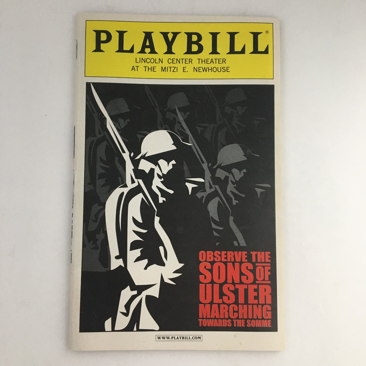 2003 Playbill for Observe The Sons of Ulster Marching Towards Somme at the Mitzi E. Newhouse Theater, featuring a bold front cover design with soldiers.