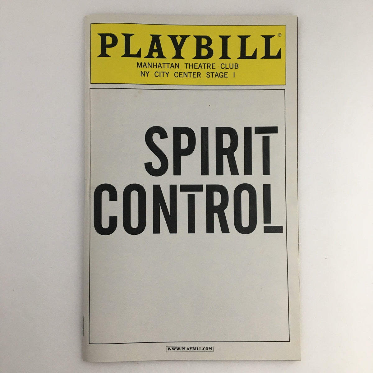 2010 Playbill for 'Spirit Control' at NY City Center Stage I featuring the title prominently on the cover.
