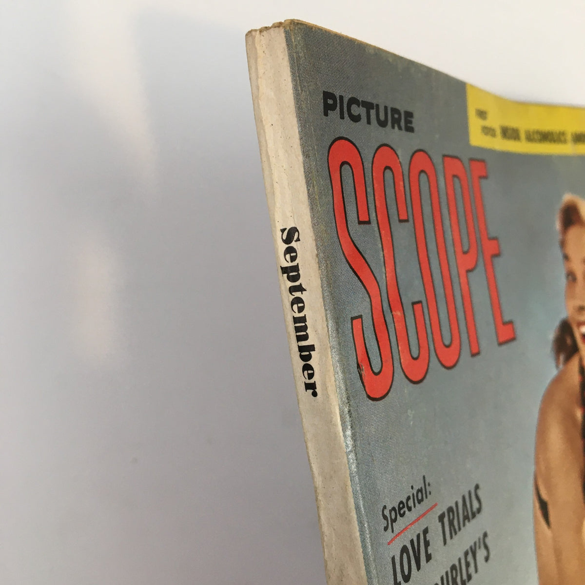 Side view of the VTG Picture Scope Magazine from September 1958 showcasing the title 'Picture Scope' and the month 'September' on the spine.