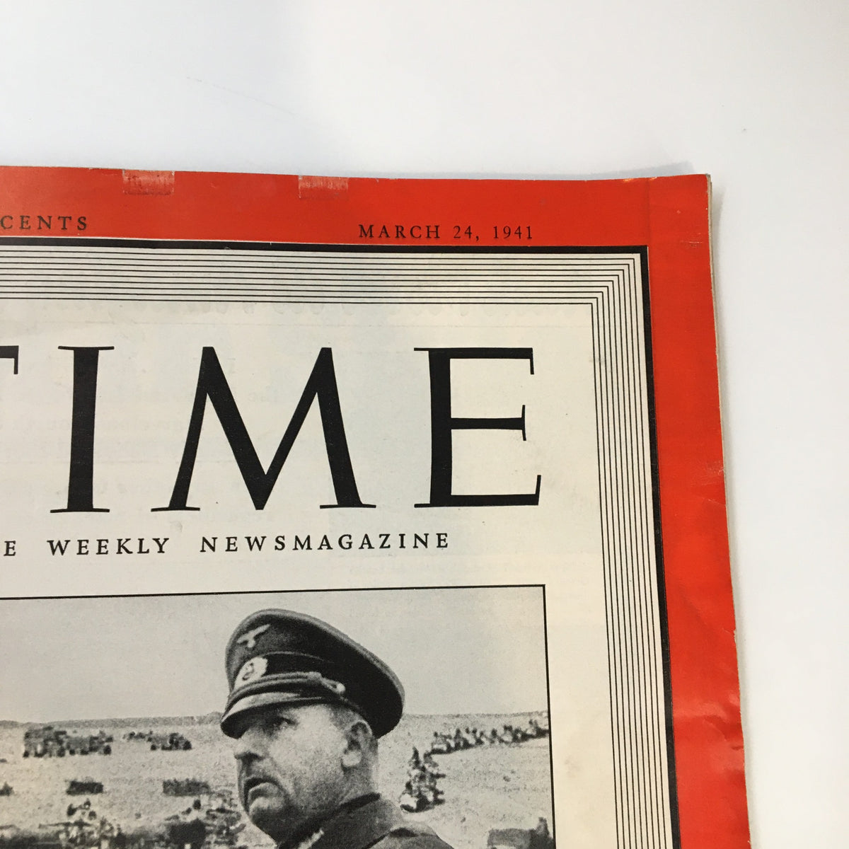Close-up view of the Vintage Time Magazine cover dated March 24, 1941, highlighting the title and details of Nazi's Marshal List.