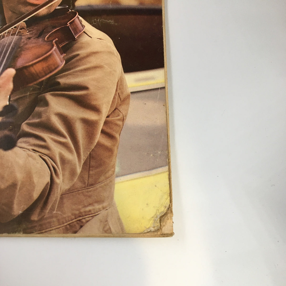 Close-up of the cover of VTG Pickin' Music Magazine May 1978 showing John Hartford playing the violin in a vintage style.