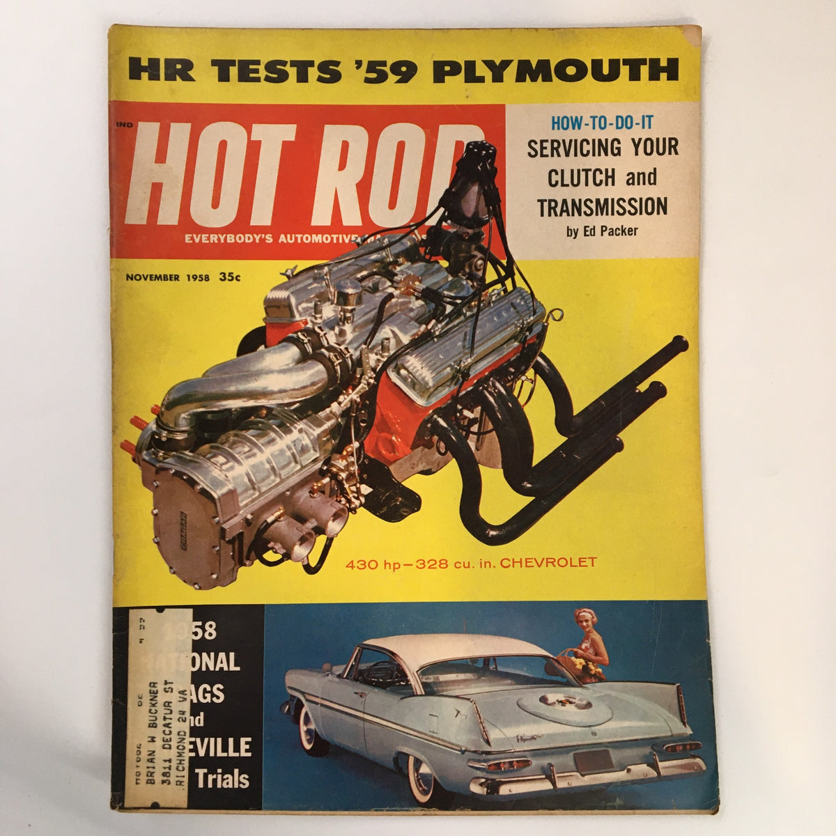 Vintage Hot Rod Magazine November 1958 The Small Chev V8 Hustlers in Hot Rodders