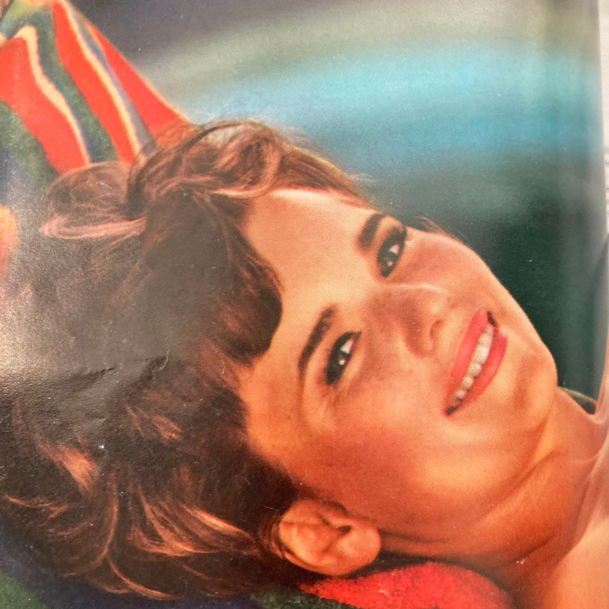 Close-up of Playmate Kelly Burke smiling, featured in the VTG Playboy Magazine June 1966 with original centerfold.