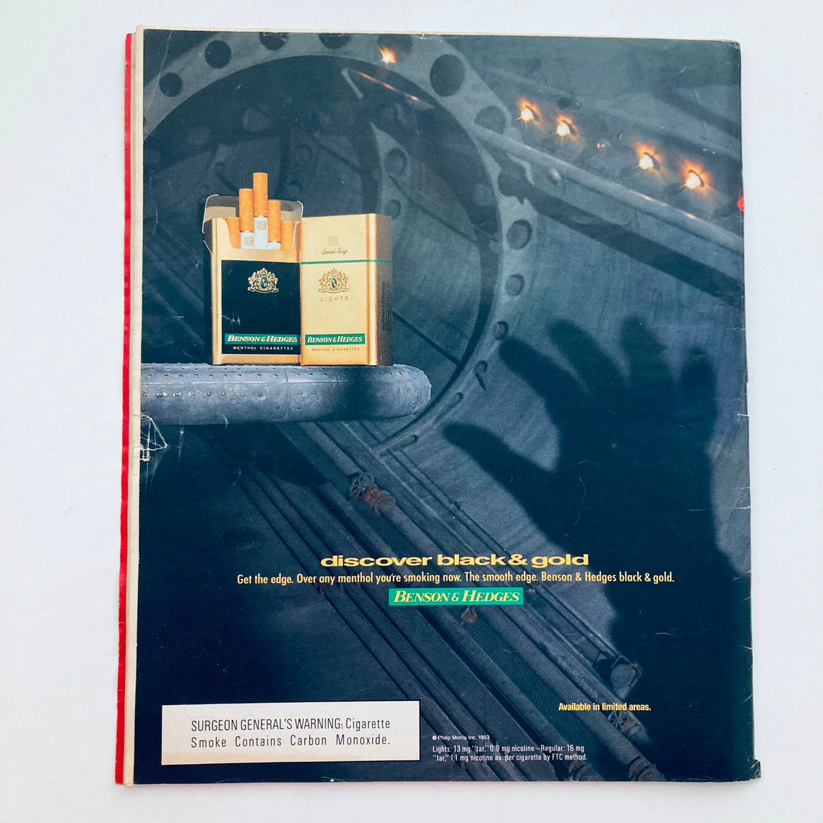 Back cover of the Rolling Stone Magazine June 24, 1993, Issue 659, featuring an advertisement for Benson & Hedges cigarettes.