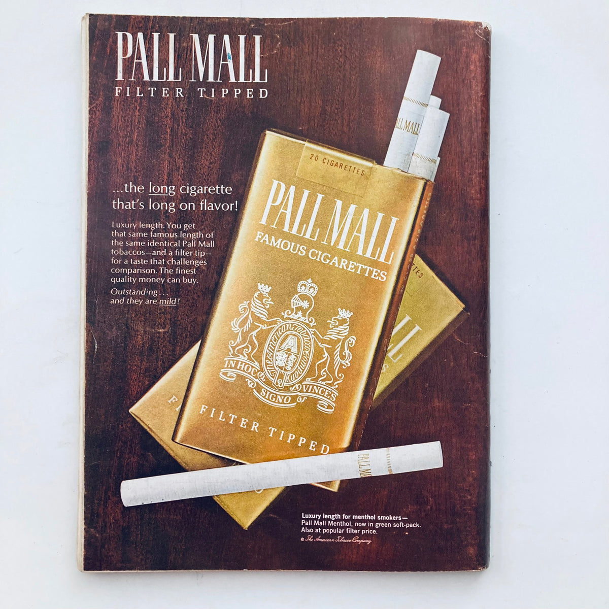 VTG Playboy Magazine November 1966 featuring an advertisement for Pall Mall Filter Tipped cigarettes, illustrating classic advertising styles from the era.
