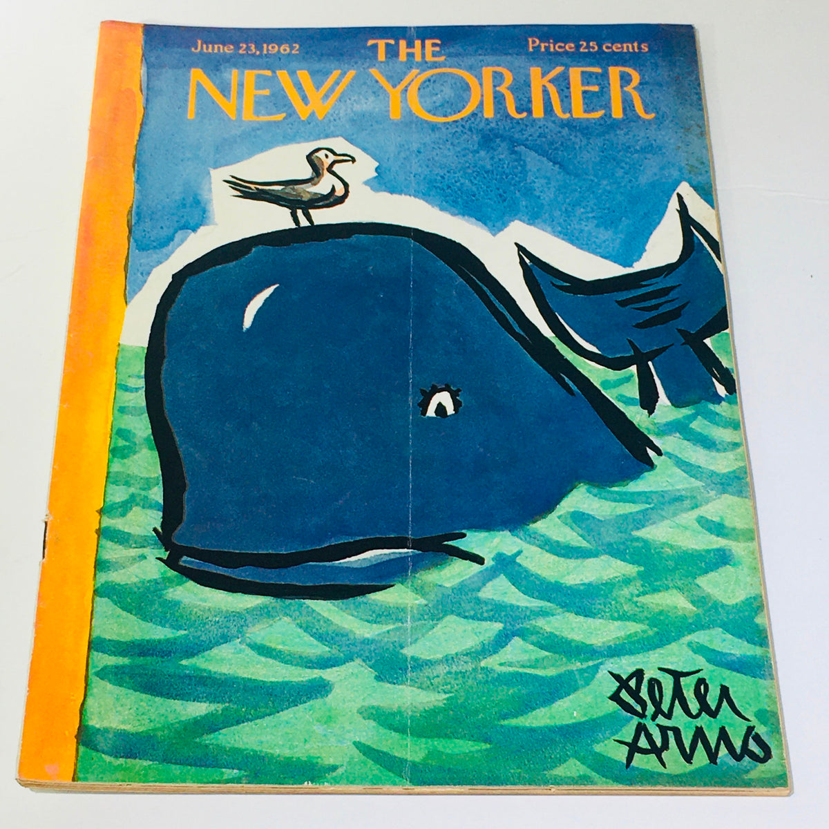 The New Yorker: June 23 1962 - Cover illustration featuring a whale and a seagull by artist Peter Arno, showcasing mid-20th century art style.