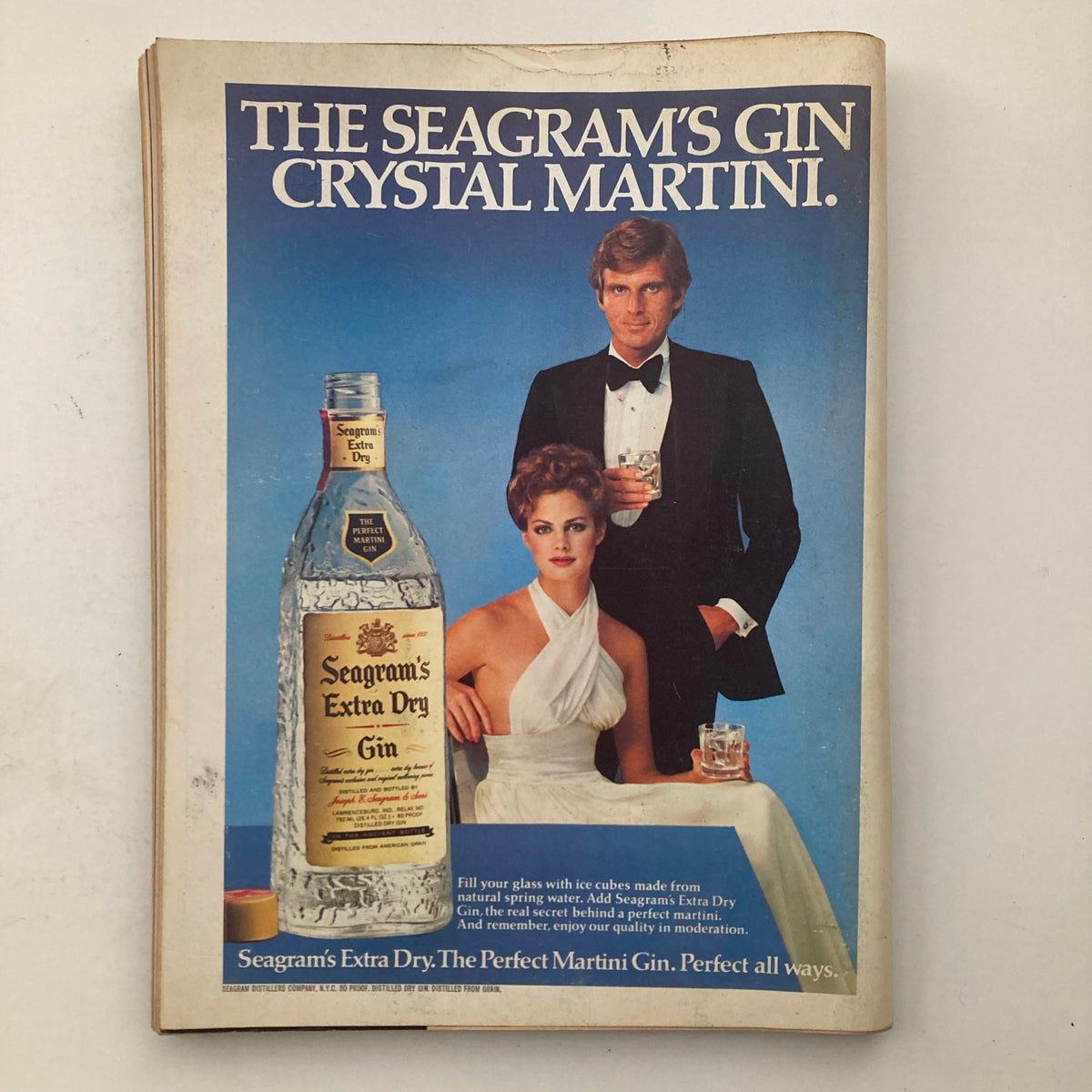 Back cover of VTG Playboy Magazine June 1979 displaying an advertisement for Seagram's Gin Crystal Martini.
