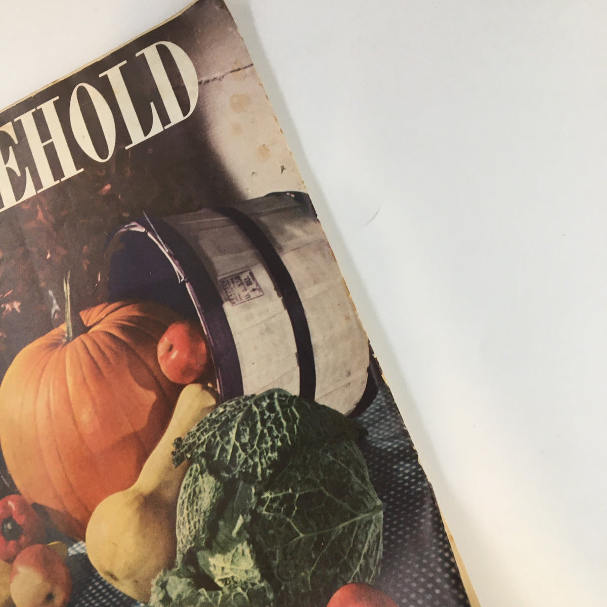 Vintage Household Magazine from November 1951 featuring a pumpkin and fresh produce on the cover, perfect for collectors of retro home decor and culinary advice.