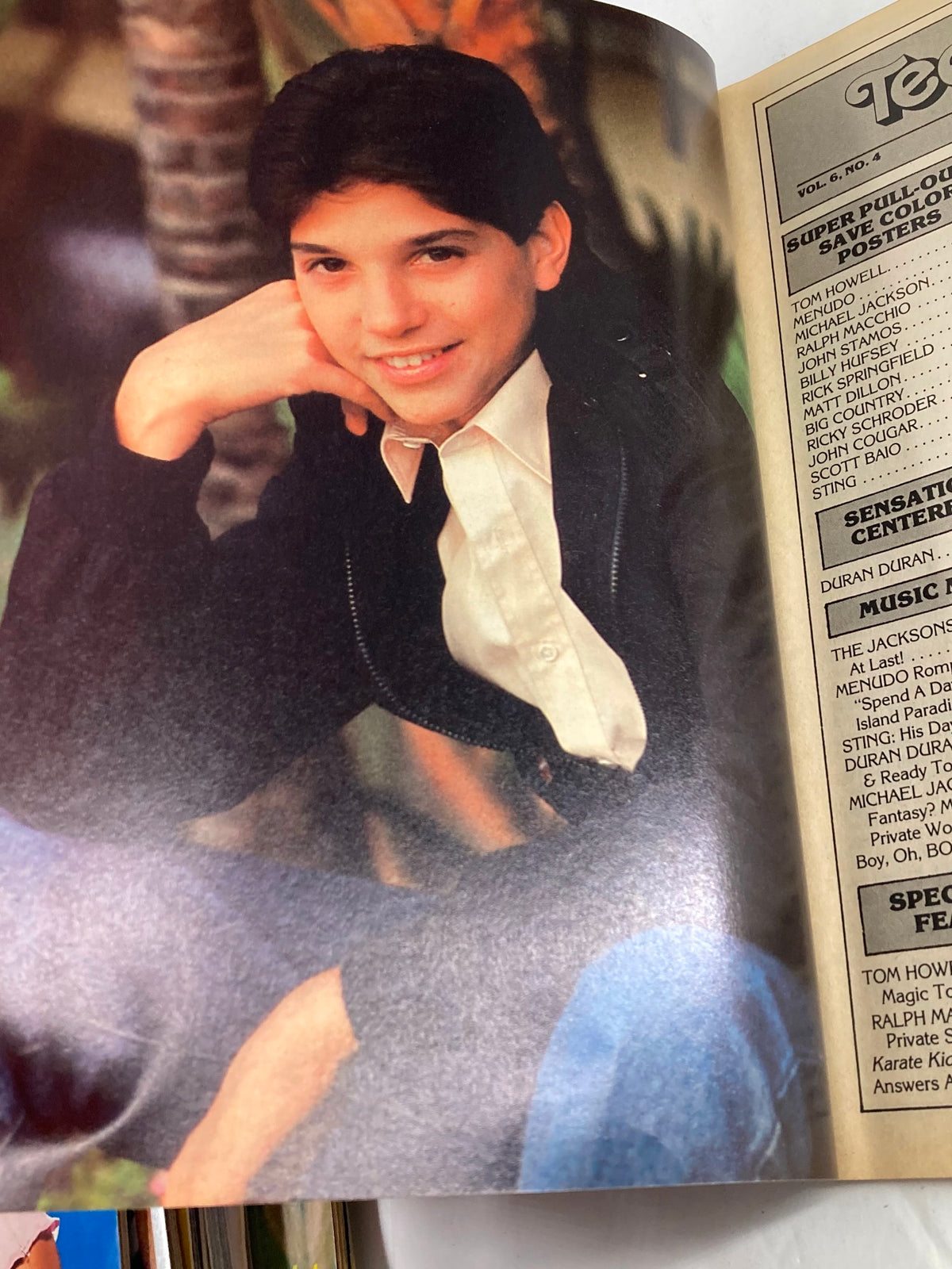 A charming photo of a young male model featured in the VTG Teen Machine Magazine December 1985 Vol 6 #4, showcasing the youthful appeal of the 1980s.