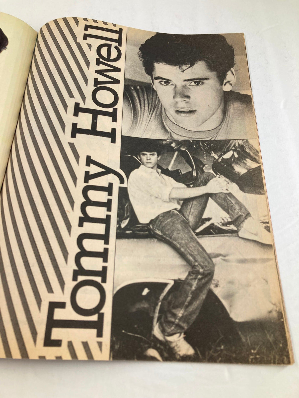 VTG Teen Trivia Magazine Fall 1984 page featuring Tommy Howell with stunning photos and styling reminiscent of 1980s teen heartthrobs.