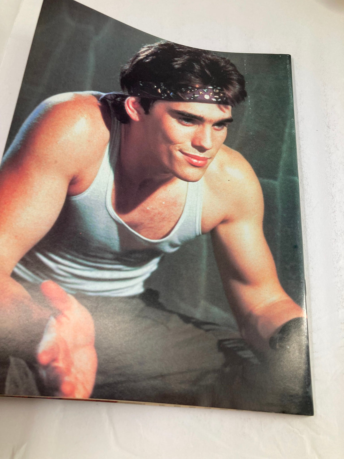 VTG Teen Trivia Magazine Fall 1984 showcasing a male model in a tank top with a bandana, emphasizing 80s teen fashion.