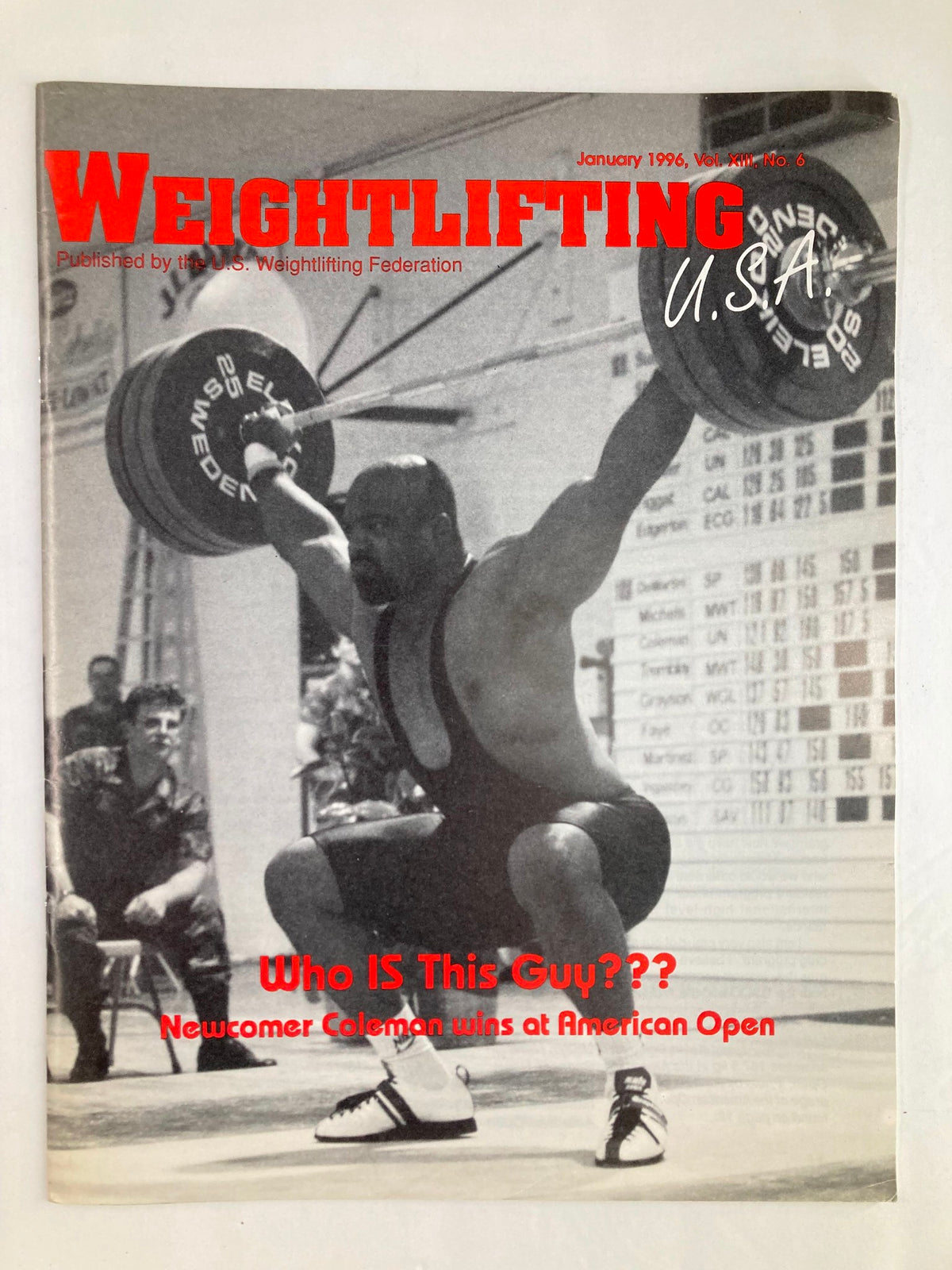 Weightlifting USA Magazine Vol 13 #6 January 1996 Coleman Wins at American Open