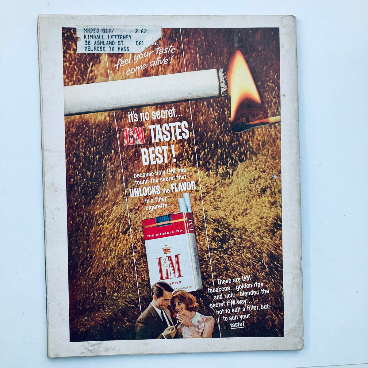 Back cover of Hot Rod Magazine May 1961, Volume 14, Number 5 featuring an advertisement for L&M cigarettes, presenting a vintage marketing aesthetic.