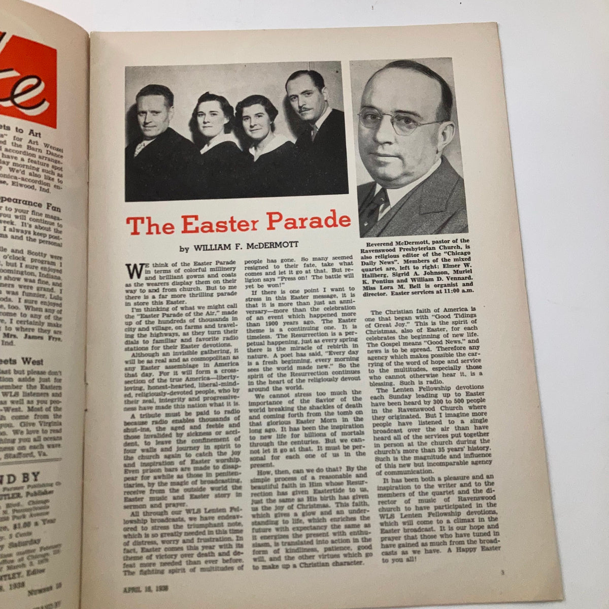 Vintage Stand By Magazine April 16 1938 Robert Ballentine and The Easter Parade