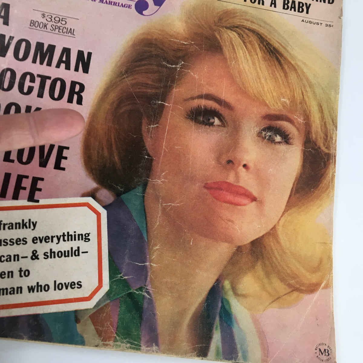 VTG True Story Magazine August 1964 cover featuring the article 'I Had To Trade My Husband For A Baby' and a close-up image of a woman with blonde hair.
