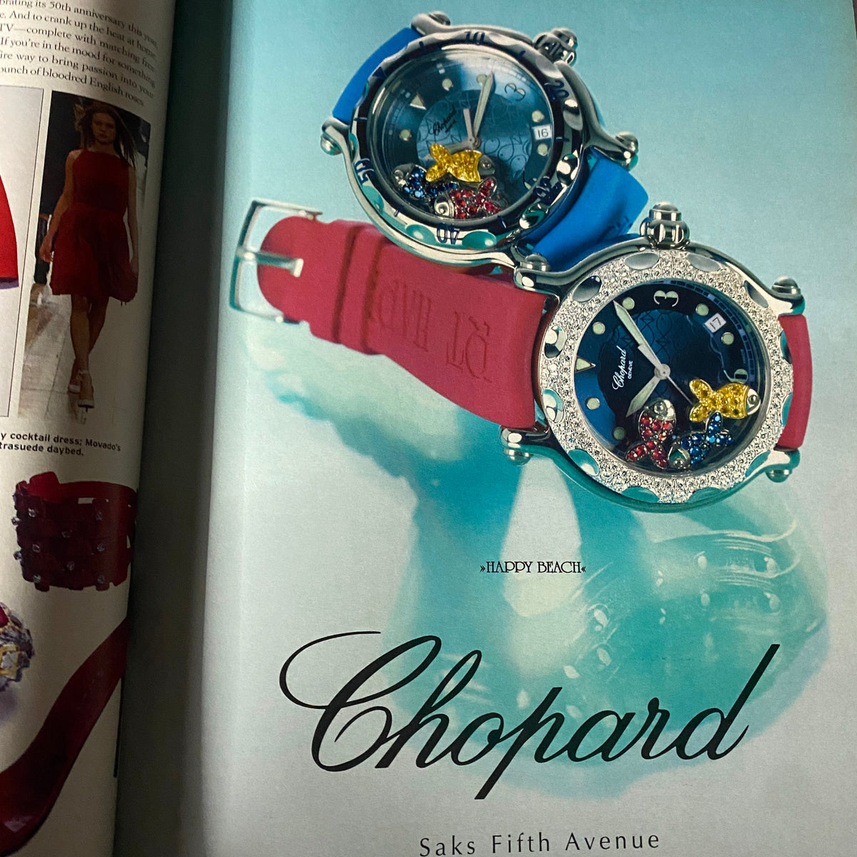 Advertisement for Chopard watches in W Magazine June 2003, featuring colorful designs and luxury aesthetics.