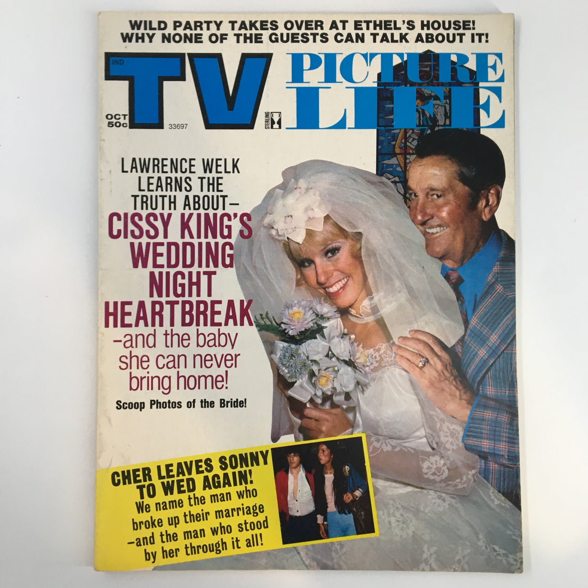 Cover of VTG TV Picture Life Magazine from October 1973 featuring Cissy King's wedding night heartbreak, with an image of a bride and groom, highlighting the dramatic storyline that captivated audiences.