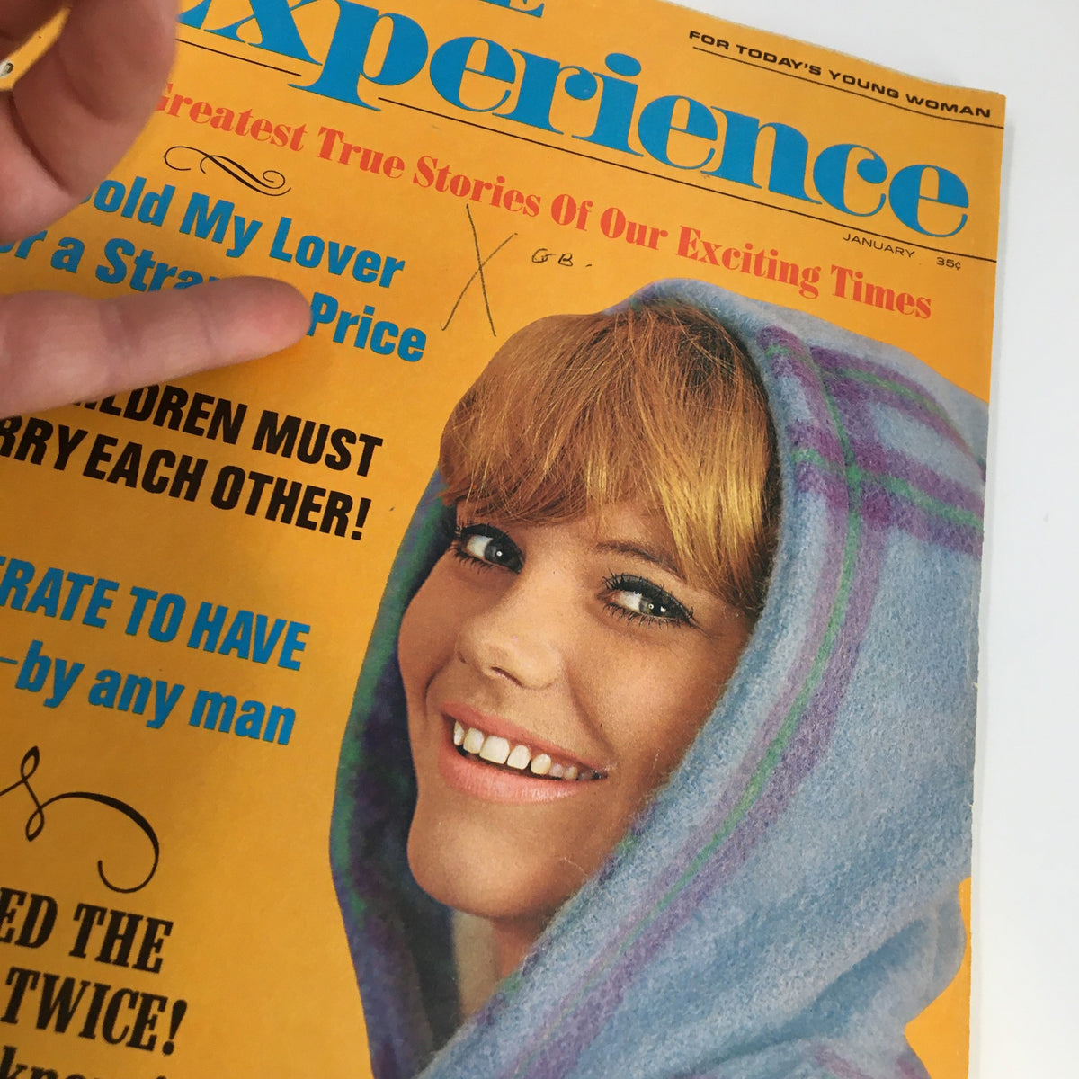 Close-up of the True Experience Magazine January 1969 cover highlighting the title and featured stories, including 'Desperate To Have A Baby' with a woman smiling at the camera.