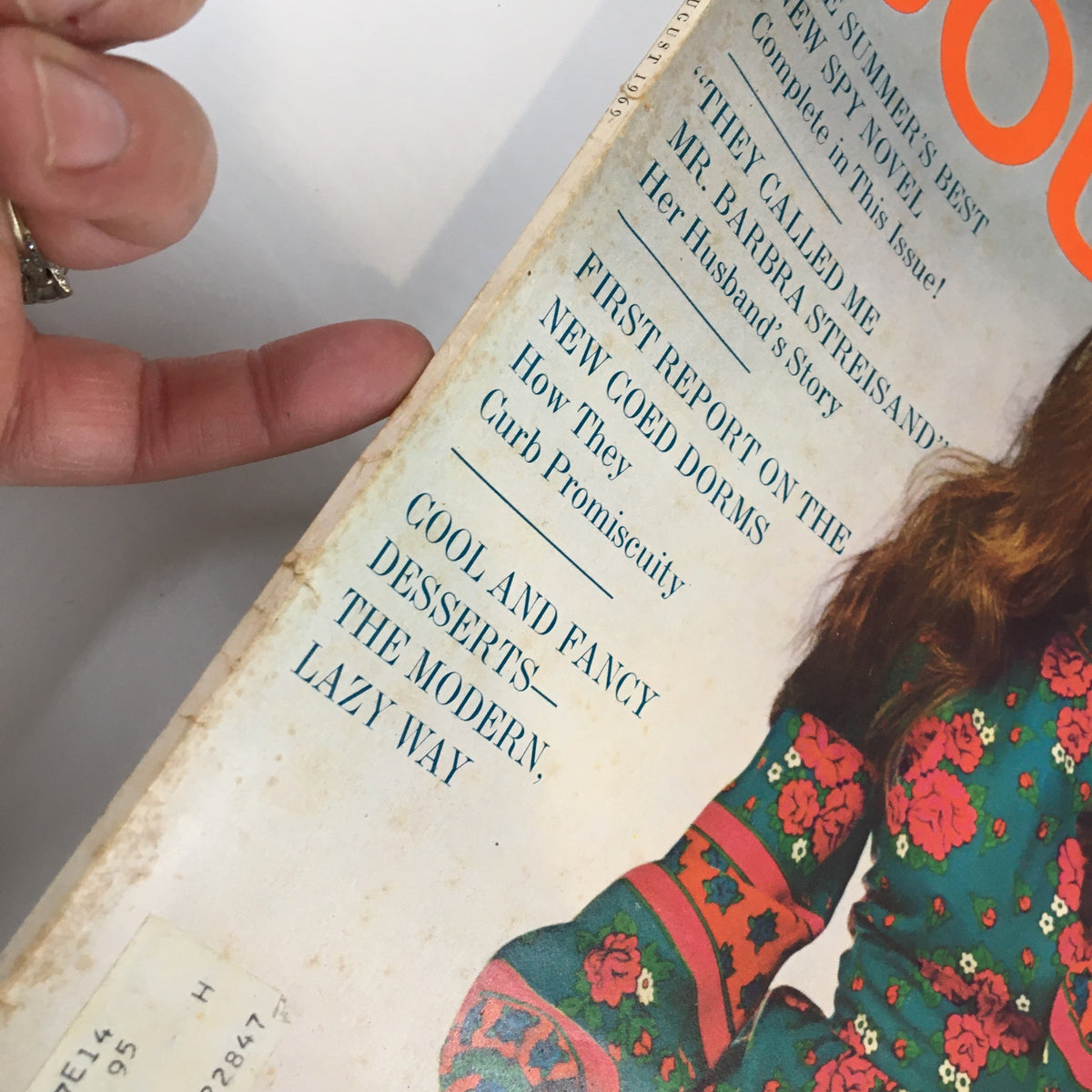 Side view of Ladies' Home Journal Magazine August 1969, showcasing the title and a feature on 'Cool and Fancy Desserts'.