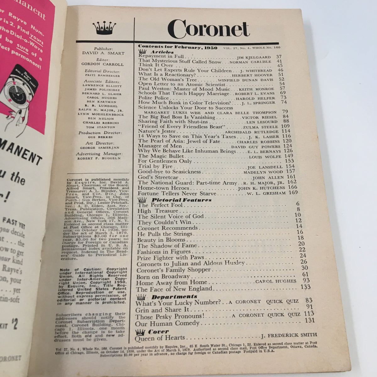 Vintage Coronet Magazine February 1950 That Mysterious Stuff Called Snow
