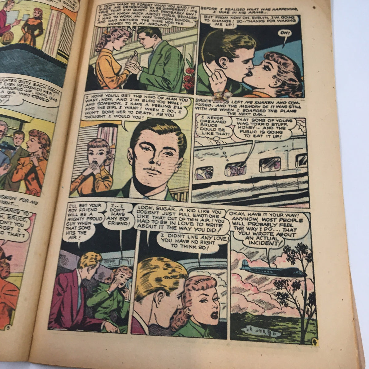 Another interior page of VTG Real Love Magazine November 1956, highlighting engaging romantic interactions between characters.