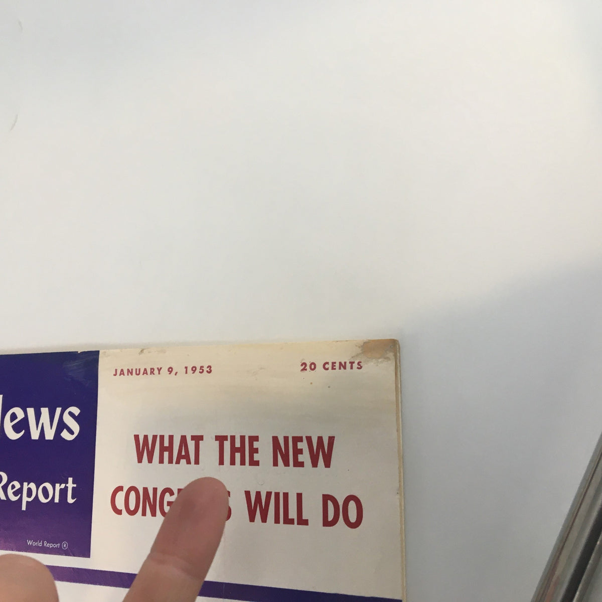 Close-up view of U.S. News & World Report Magazine January 9 1953, highlighting the title section 'What The New Congress Will Do'.