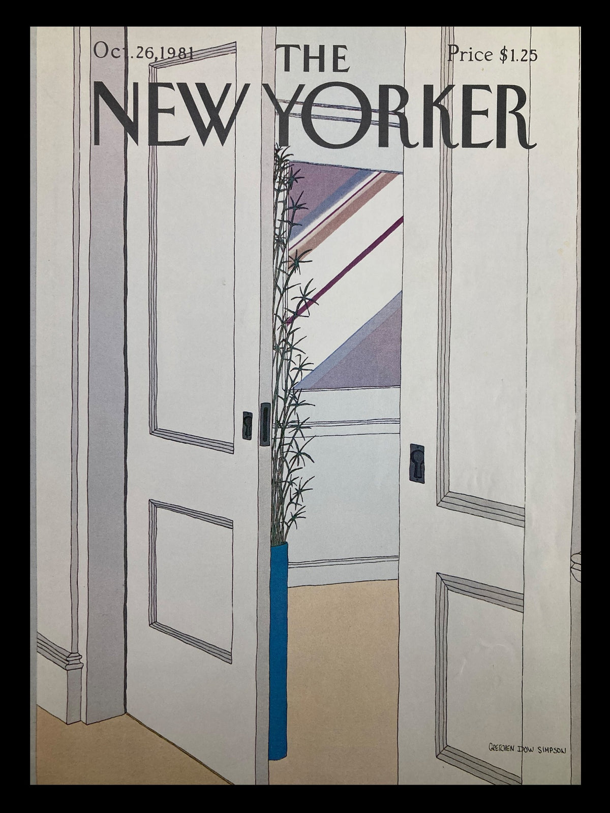 Cover of The New Yorker magazine dated October 26, 1981, featuring an Indoor Plant illustration by Gretchen Dow Simpson, showcasing modern interiors and vintage aesthetics.