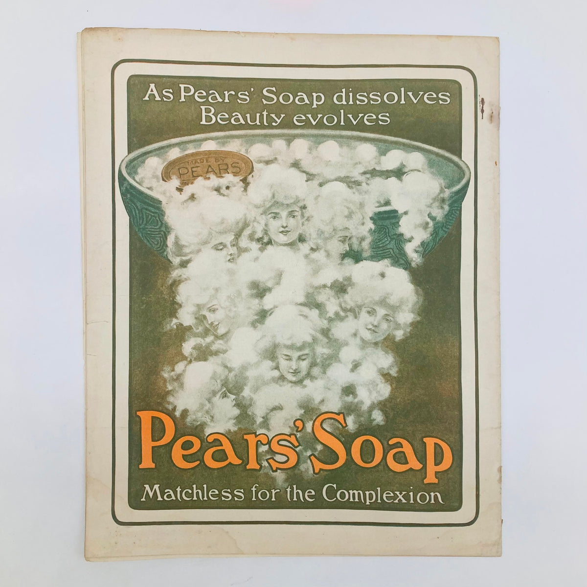 Vintage advertisement for Pears' Soap on the back cover of the Saturday Evening Post December 20 1902, highlighting beauty and complexion.