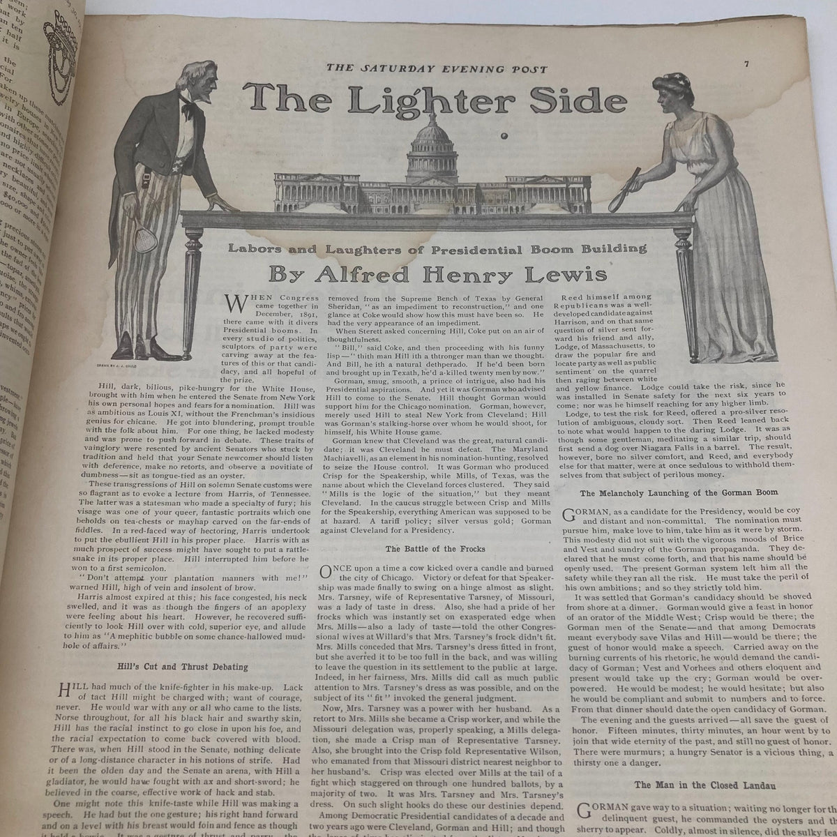 Interior page of the Saturday Evening Post from May 30, 1903, displaying 'The Lighter Side' article by Alfred Henry Lewis, showcasing period journalism.