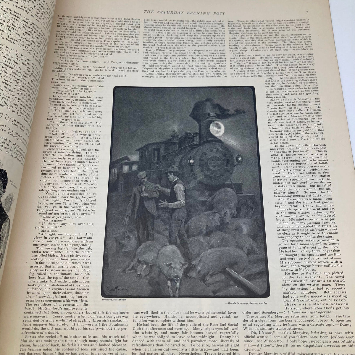 Interior page from Saturday Evening Post Magazine June 1 1901 featuring an illustration and text discussing societal issues, capturing the essence of early 20th-century journalism.