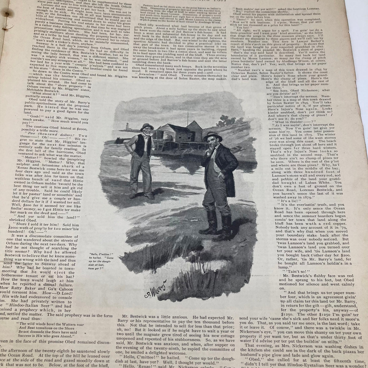 Another interior page of the Saturday Evening Post Magazine Illustrated Cover July 27 1901, depicting characters by the water with detailed artwork.