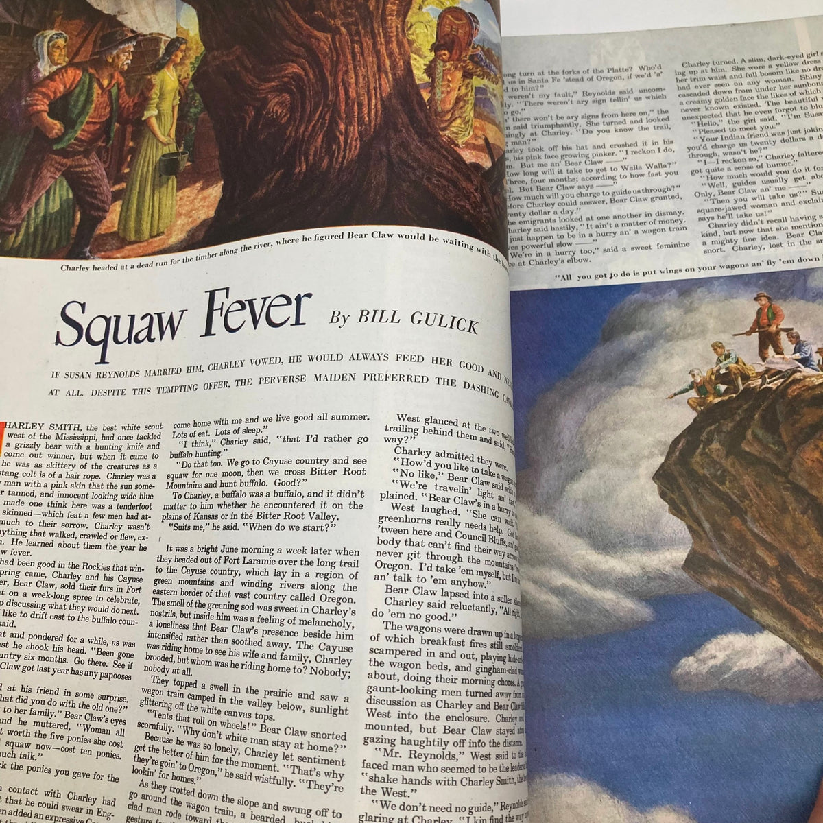 Featured story 'Squaw Fever' in the Saturday Evening Post Magazine April 26 1947, with illustrations depicting characters in a narrative setting.