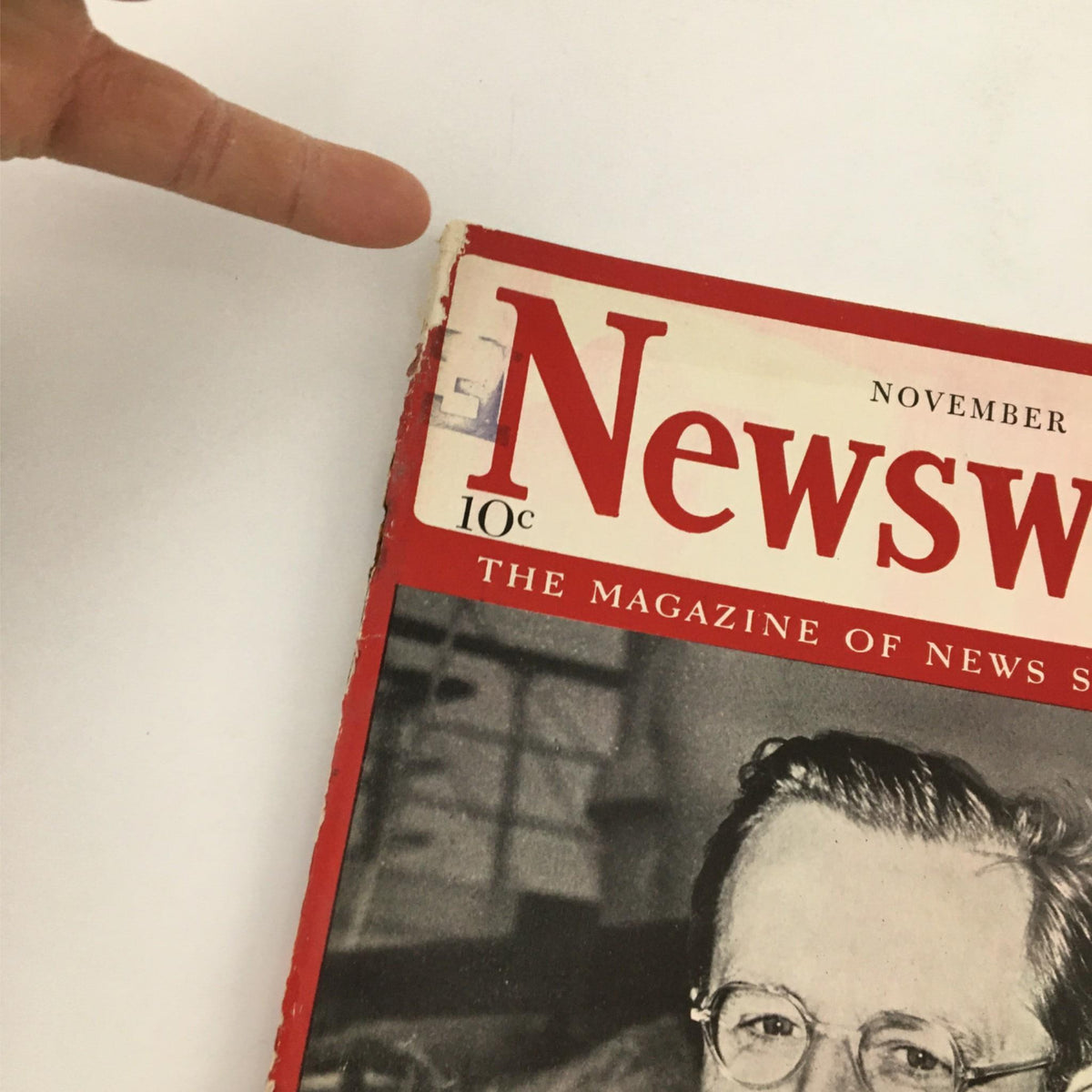 Cover of Newsweek Magazine from November 6, 1939 showcasing the headline 'The Magazine of News Significance' and featuring the name 'Lord Lothian, Voice of Britain in America' with visible signs of age including wear and tear.