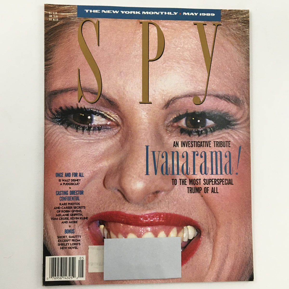 Spy Magazine May 1989 cover featuring an investigative tribute titled 'Ivanarama!' with a prominent image of Ivana Trump. This vintage magazine reflects the cultural landscape of the late 1980s, suitable for collectors.