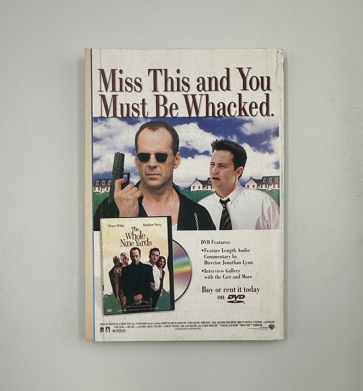 Back cover of TV Guide Magazine July 15, 2000, featuring an advertisement for the DVD 'The Whole Nine Yards' with the tagline 'Miss This and You Must Be Whacked.'
