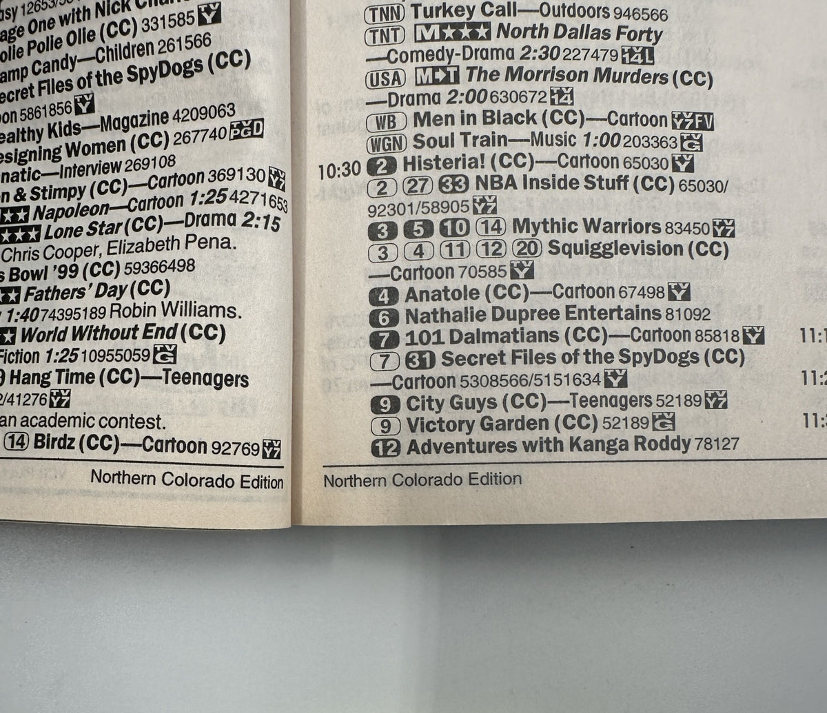 Page listing TV program schedules found in TV Guide Magazine January 30, 1999, featuring diverse television shows and events.