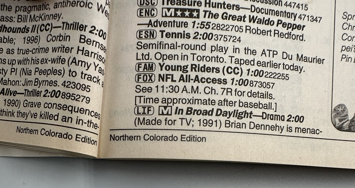 TV programming listings from TV Guide Magazine August 24, 1996. Includes details on various shows and movie broadcasts, relevant to the Star Trek Turns 30 issue.