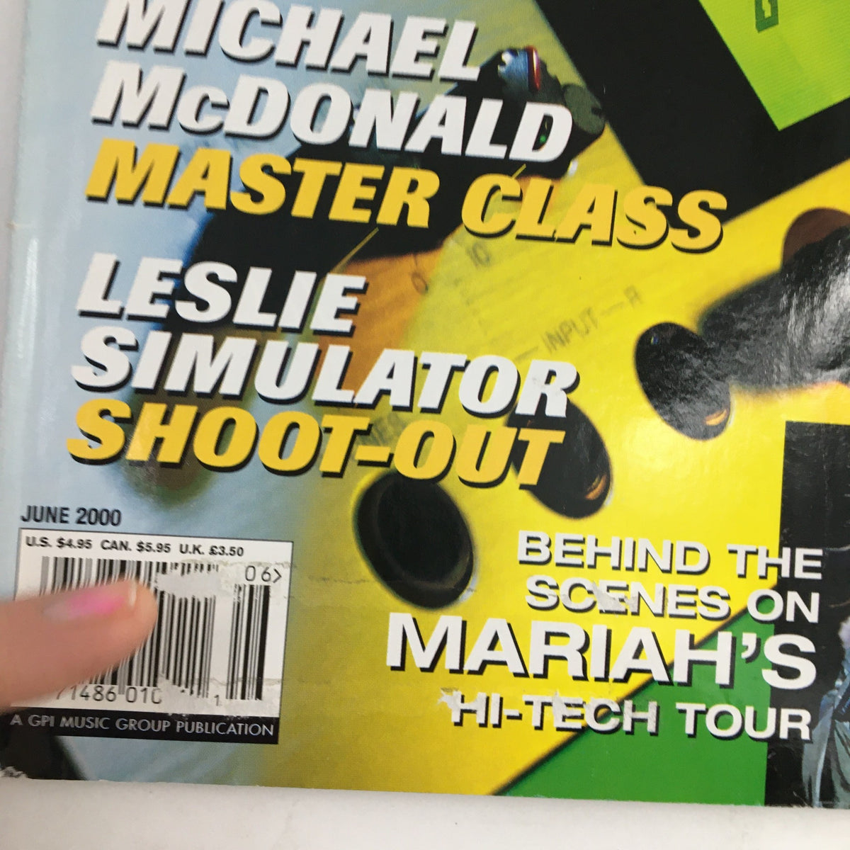 Close-up of the Keyboard Magazine June 2000 showcasing details including bar code and features on Michael McDonald and Leslie Simulator.