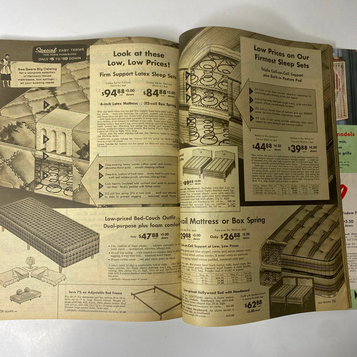 1959 Sears Summer Sale Book Catalog highlighting various sleep sets including mattresses and bed frames with special offer prices.