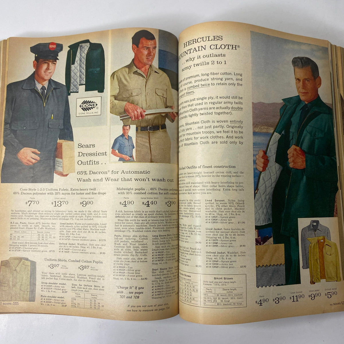 1962 Sears Fall and Winter Catalog page displaying men's fashionable dress outfits featuring a uniform, casual wear, and practical clothing options, highlighting vintage Americana fashion.