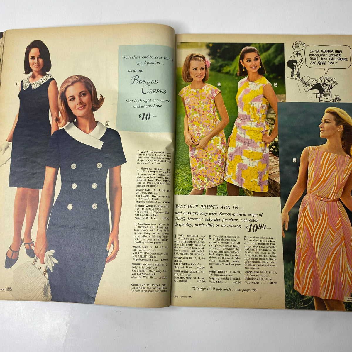 1967 Sears Summer Catalog Way displaying fashionable dresses in floral and geometric prints, illustrating the contemporary style of the 1960s.