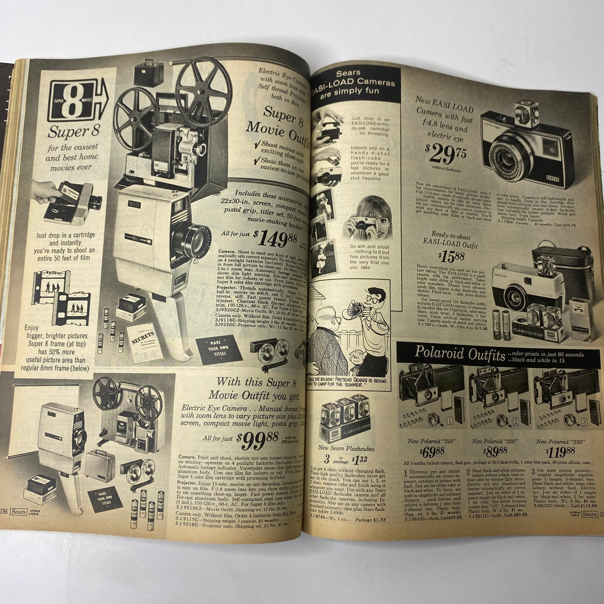 1967 Sears Summer Catalog Way featuring various cameras and movie outfits, including Super 8 and Easi-load cameras.