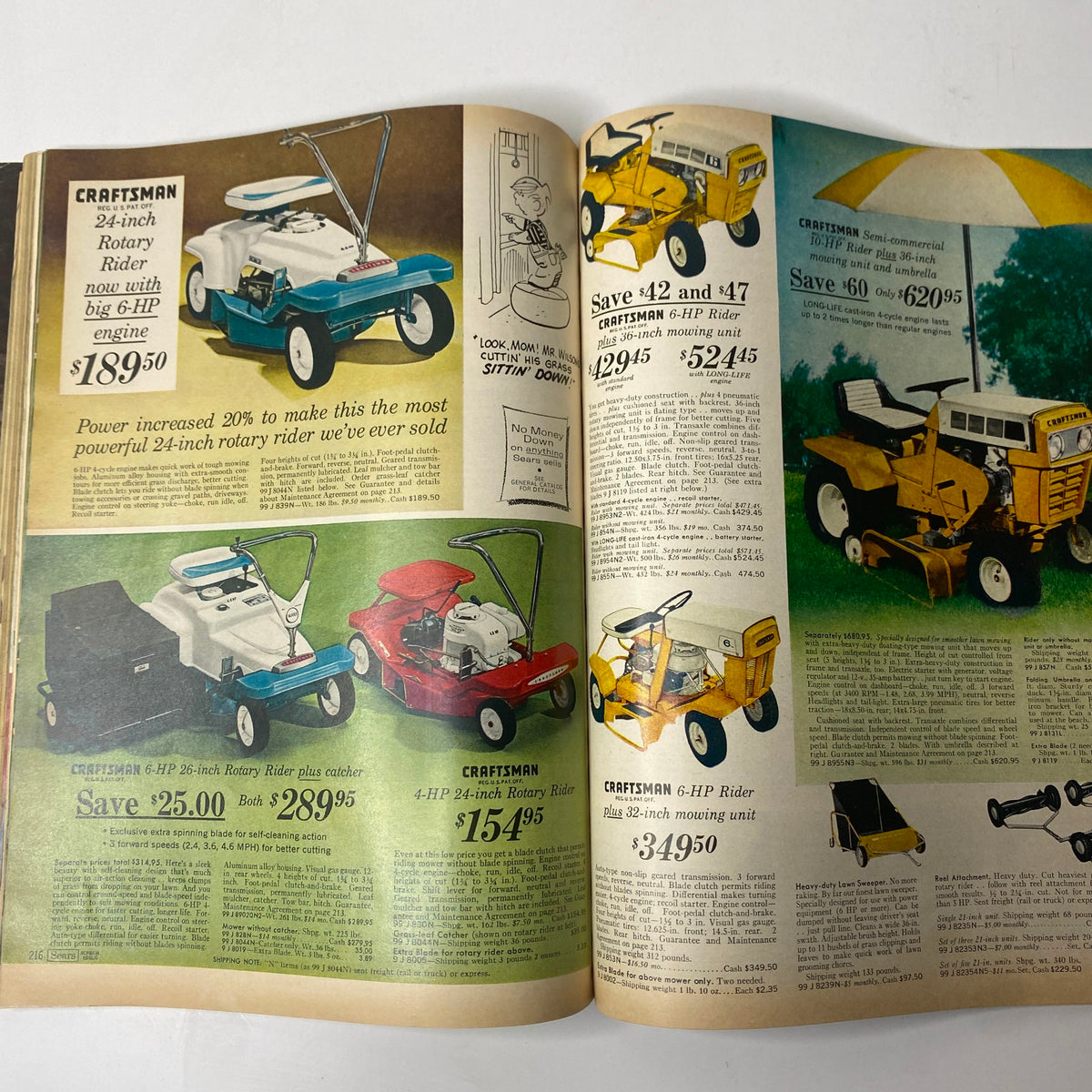 1967 Sears Summer Catalog Way presenting Craftsman rotary mowers and riders, featuring powerful engine models for efficient lawn care.