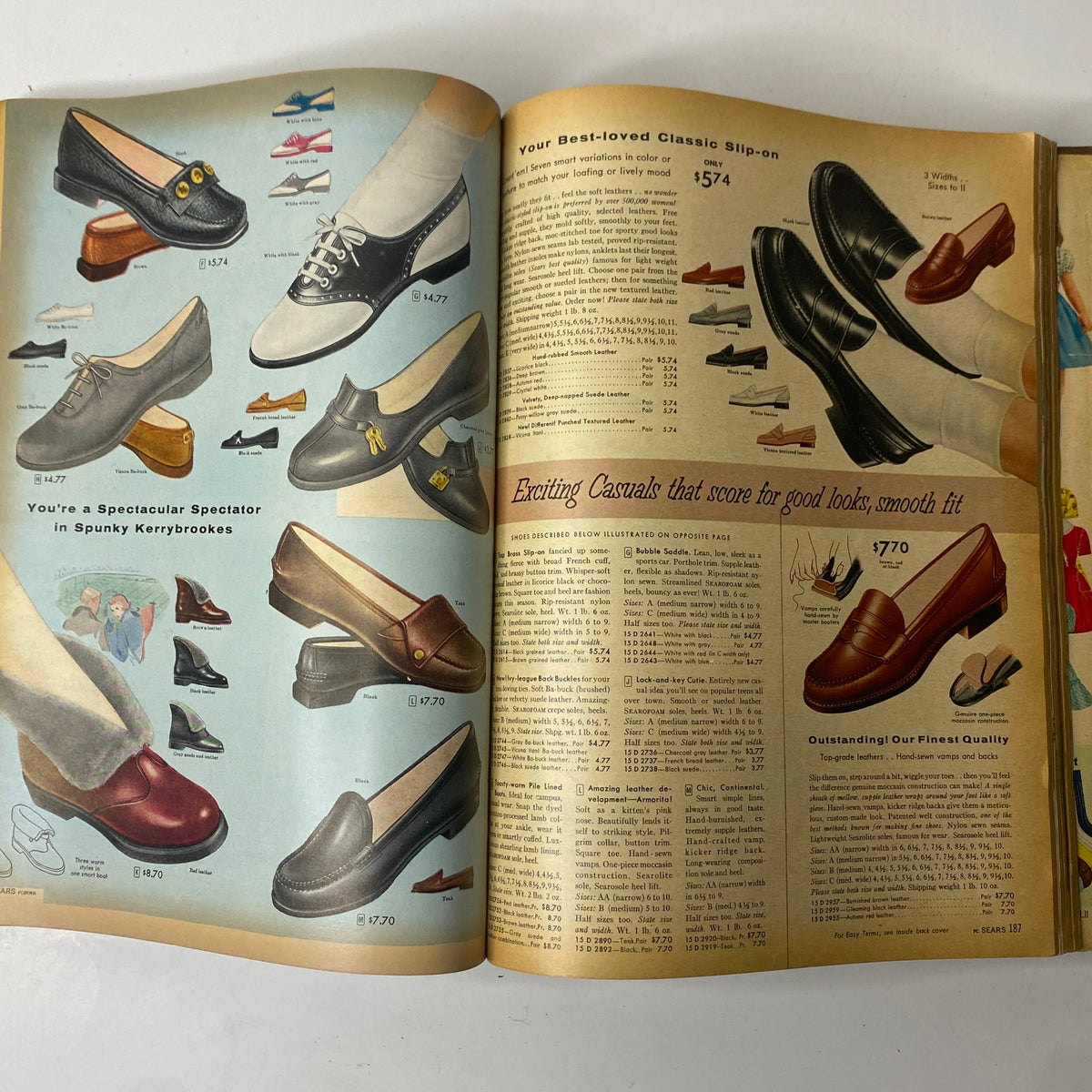 1957 Sears Roebuck and Co. Fall and Winter Catalog presenting an array of footwear options, including casual shoes and classic styles from the 1950s.