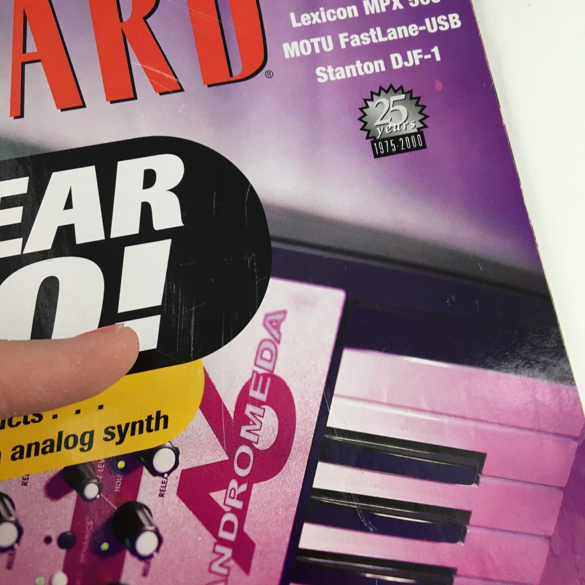 Cover of Keyboard Magazine from April 2000 featuring Alesis Andromeda Analog Synth and Smash Mouth feature with prominent title 'YEAR 50!'. Includes details about synthesizers and music technology advancements.