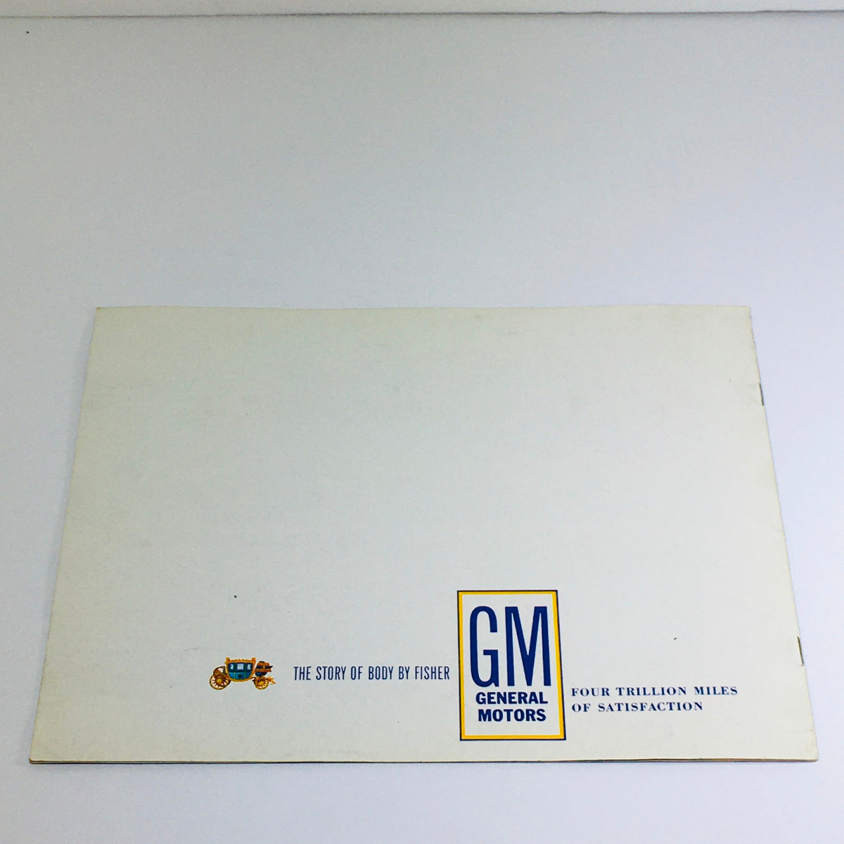 Back cover of the 1961 Fisher Body brochure featuring the General Motors logo and the phrase 'Four Trillion Miles of Satisfaction'.