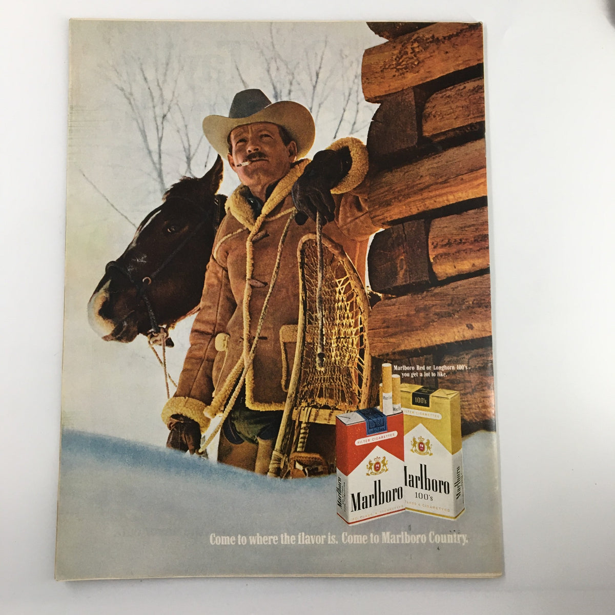 Cover page of VTG Life Magazine December 19 1969 featuring a cowboy promoting Marlboro cigarettes, set against a snowy backdrop, illustrating the cultural context of the era.