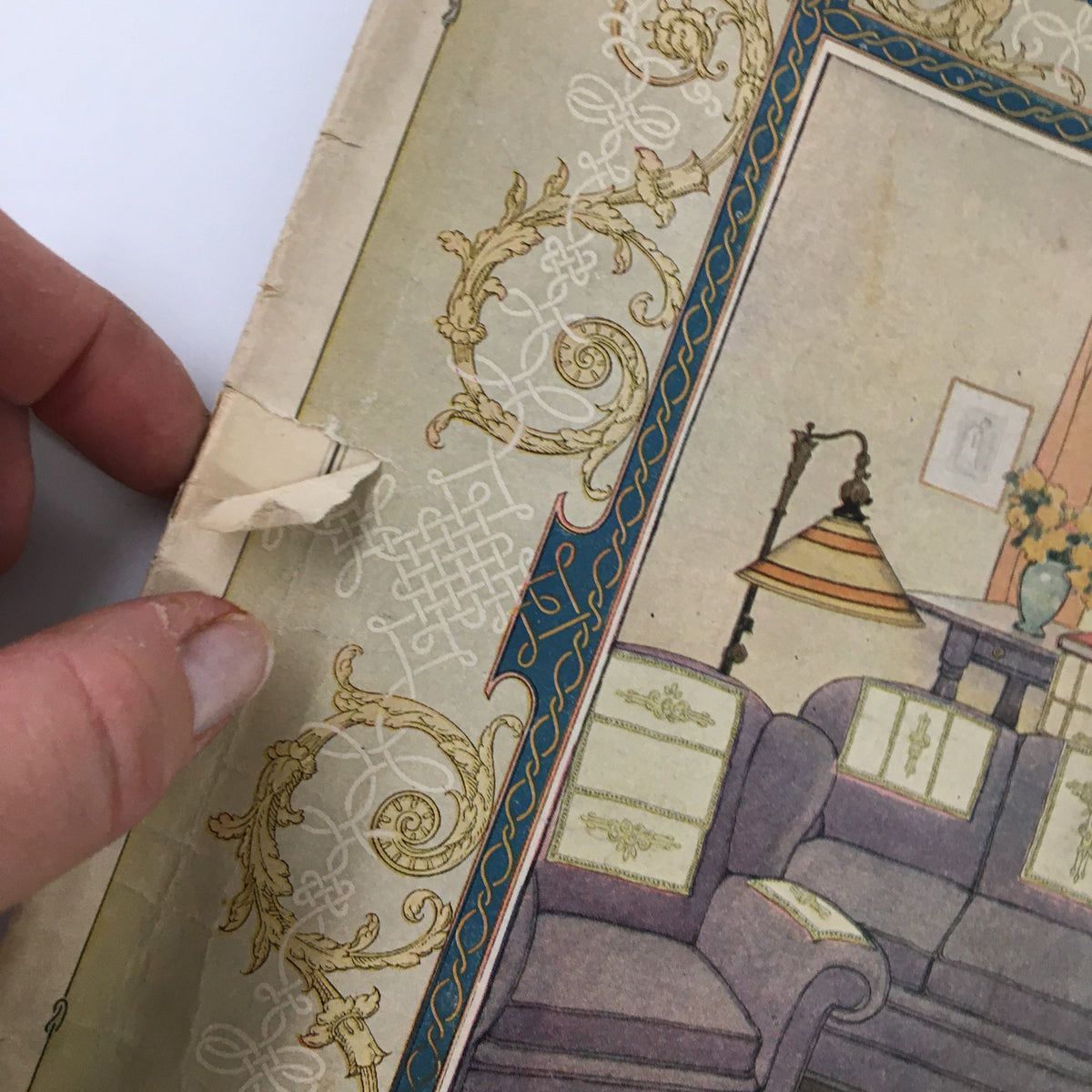 Close-up of the cover of VTG Needlecraft Magazine November 1924, showing detail of the decorative border and cover design.