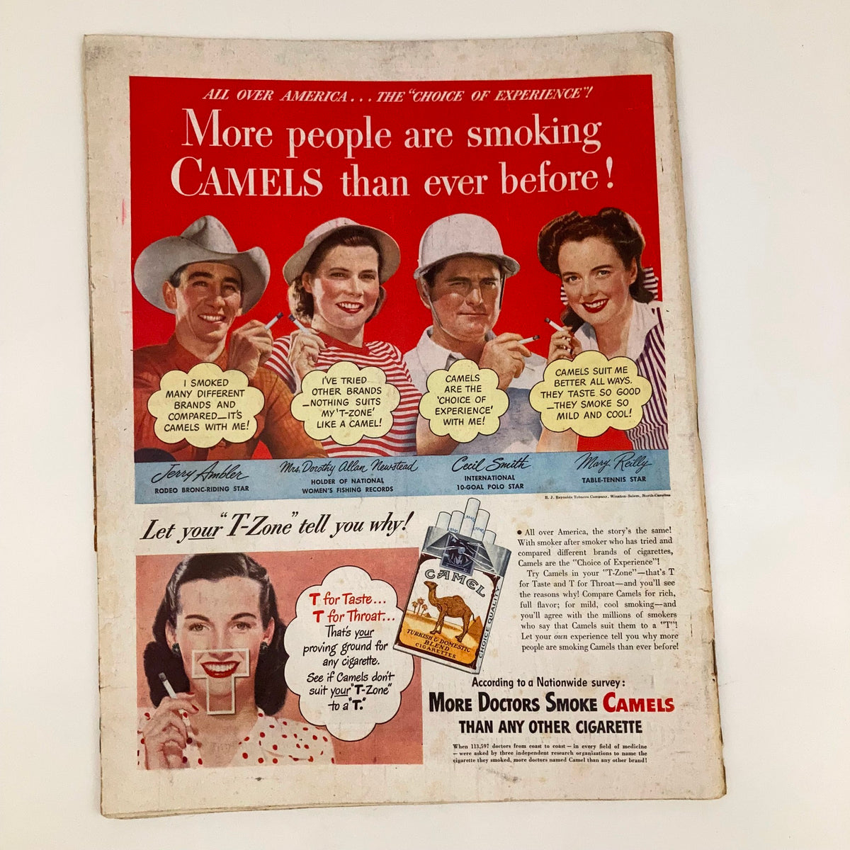 Saturday Evening Post Magazine February 21 1948 page dedicated to a Camel cigarettes advertisement, highlighting a nostalgic marketing campaign from the time.